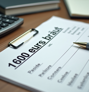 Tout savoir sur le calcul d’un salaire de 1600 euros brut en net Bureau professionnel avec fiche de paie 1600 euros brut