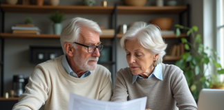 Retraite : Montant optimal pour une retraite confortable en France Couple retraité français examinant documents à la maison
