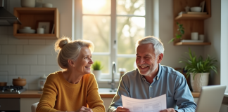 Couple souriant préparant leur retraite à la maison