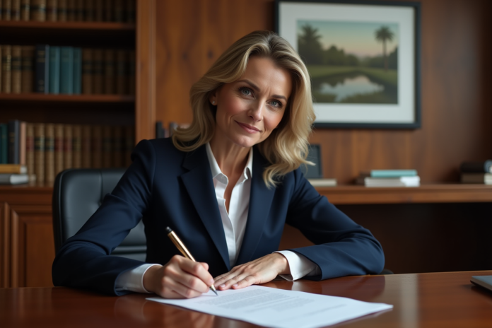 femme-affaires-prise-de-note Femme d affaires en costume écrivant une lettre à la main