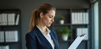 Types de dommages : quelle classification préconiser ? Femme d'affaires en costume navy examine des documents