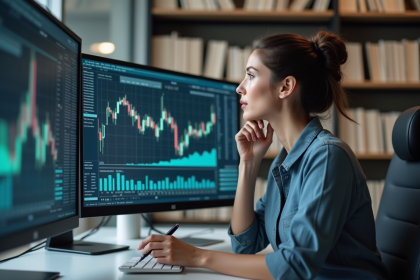 Femme en business analyse des graphiques financiers