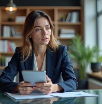 Femme professionnelle examinant des graphiques financiers