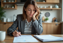 Valider 4 trimestres en 3 mois : astuces et conseils pour réussir Femme organisée planifiant dans une cuisine lumineuse