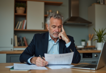 Comptes titres : impact fiscal et imposition en France Homme d'affaires méditatif dans une cuisine moderne