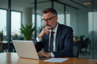 Homme d'affaires inquiet au bureau moderne