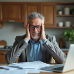 Que faire en cas de dettes impayées : solutions et conseils pour gérer ses finances Homme d'âge moyen pensif avec factures à la maison