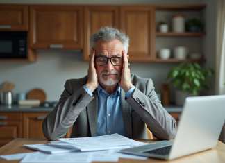 Que faire en cas de dettes impayées : solutions et conseils pour gérer ses finances Homme d'âge moyen pensif avec factures à la maison