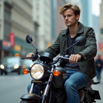 Pourquoi le prix du DAX est-il crucial pour les amateurs de motos 50cc Jeune homme en jeans et veste assis sur une moto en ville