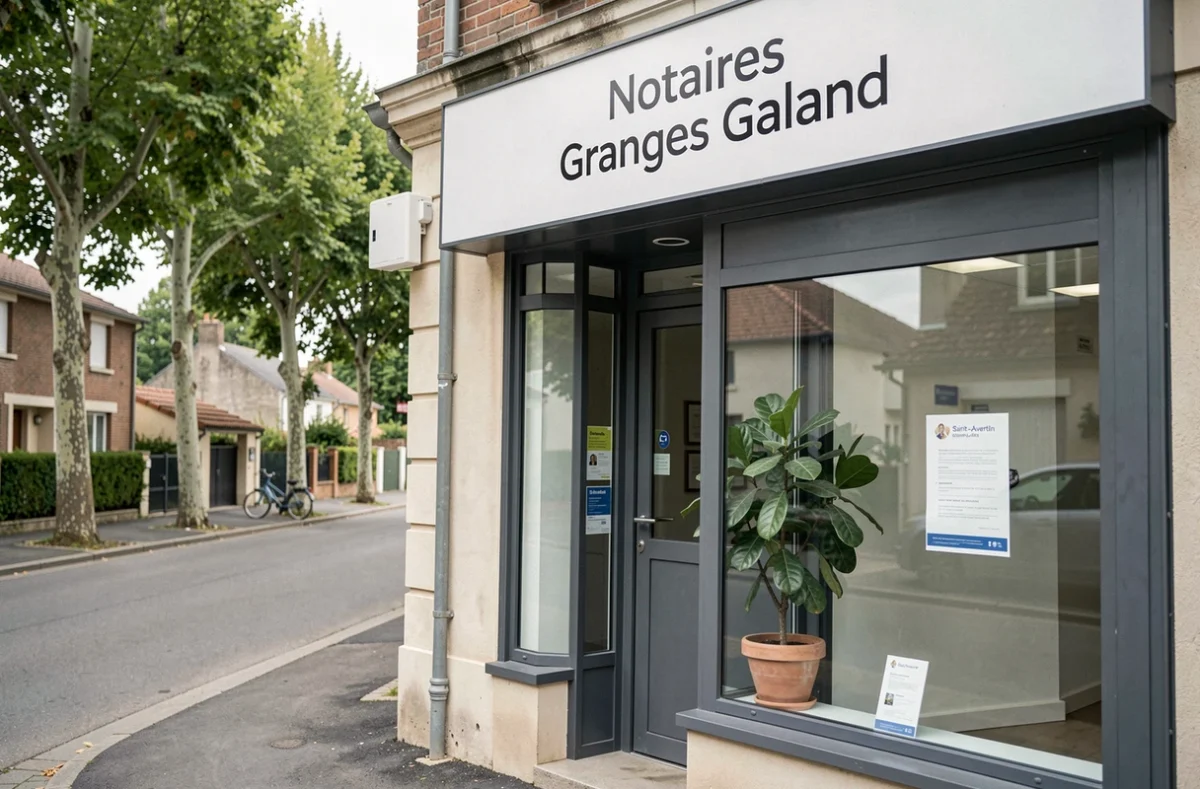 Façade du cabinet notarial Granges Galand à Saint-Avertin en Indre-et-Loire avec enseigne et vitrine moderne