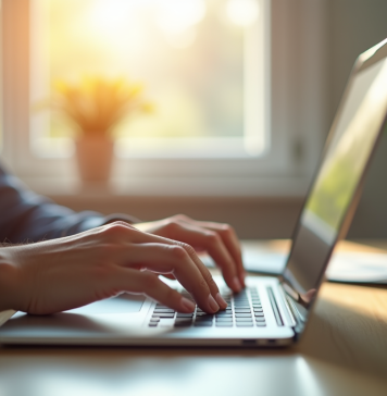 Personne utilisant un ordinateur pour accéder à la banque en ligne