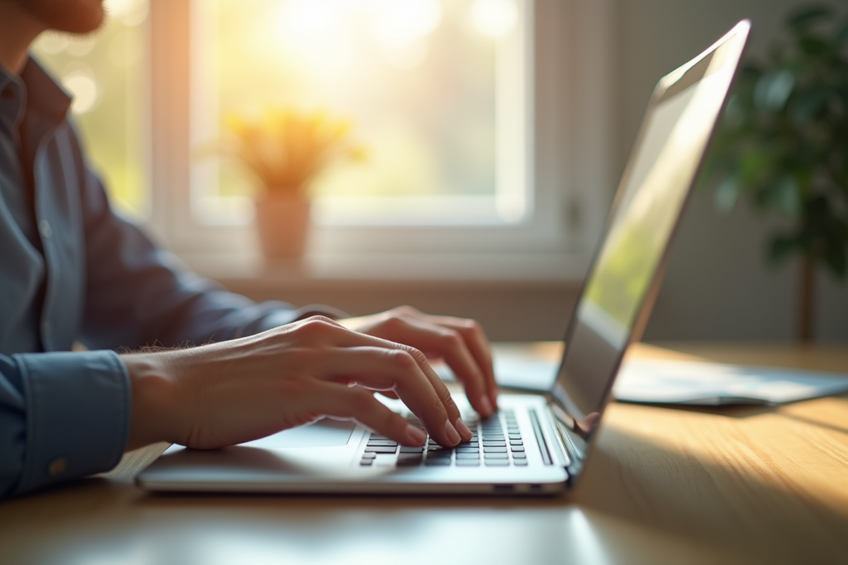 Personne utilisant un ordinateur pour accéder à la banque en ligne