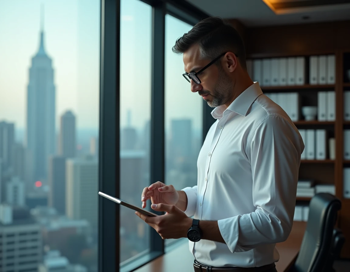 Responsable RH accédant à des fichiers du personnel archivés et sécurisés via une solution numérique sur tablette