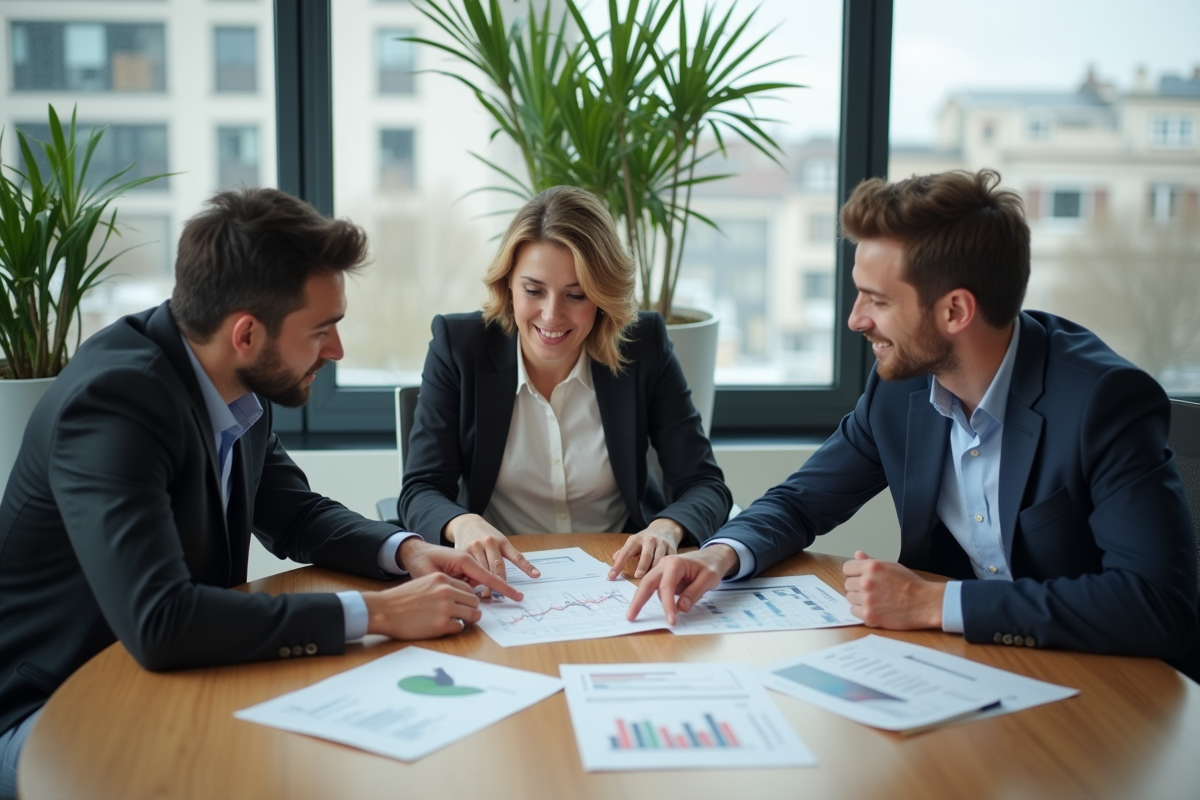 Groupe de collègues discutant autour d